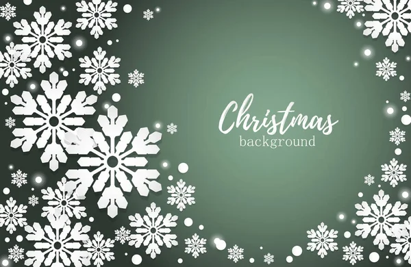 Fond Noël Abstrait Flocons Neige Blancs Avec Des Flocons Brillants — Image vectorielle