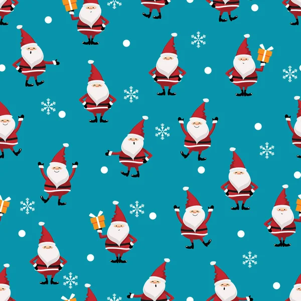 Patrón Navidad Sin Costuras Santa Claus Sostienen Una Caja Regalo — Archivo Imágenes Vectoriales