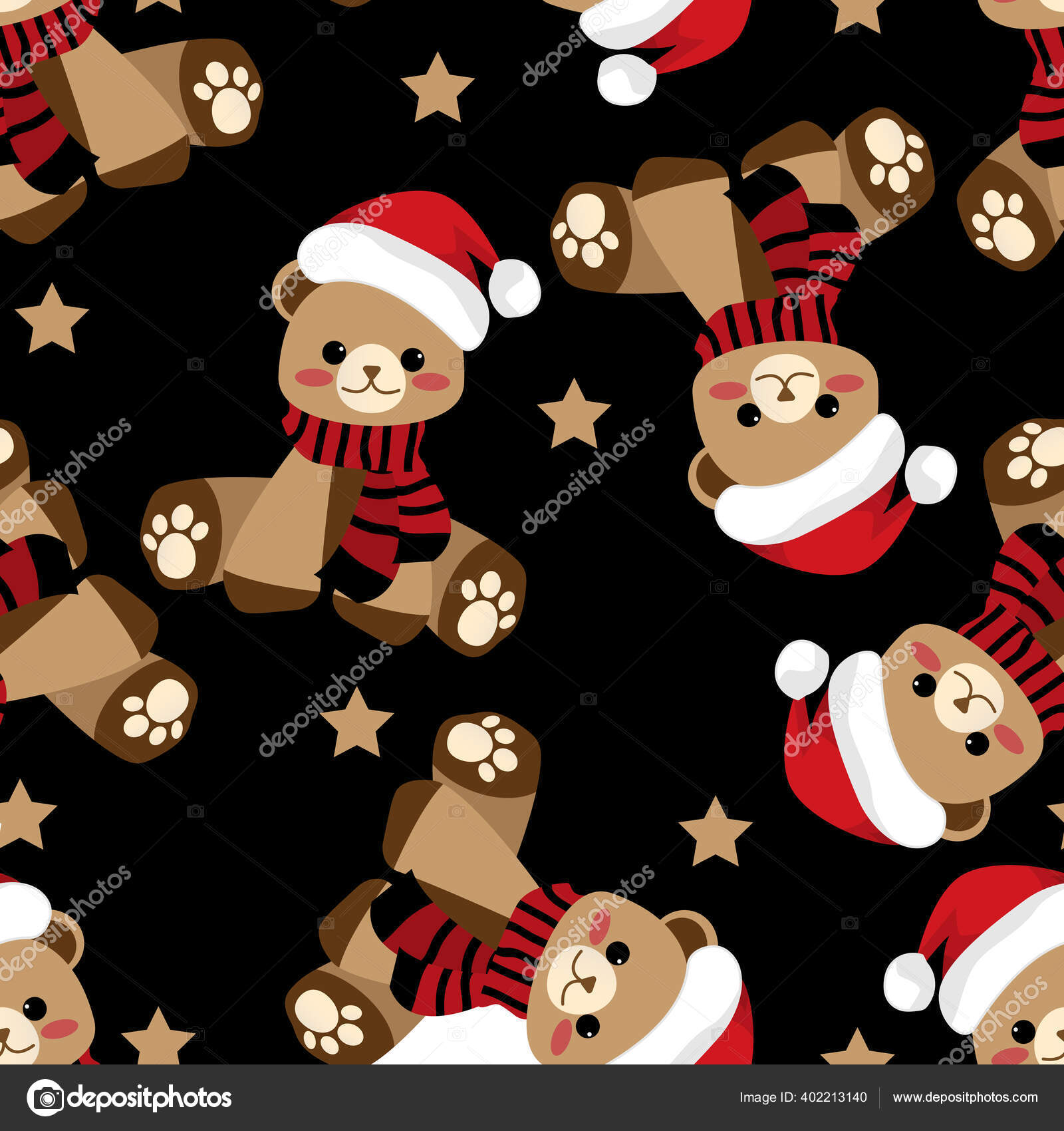 かわいいクマのクリスマスのシームレスなパターンは黒を背景に星とサンタの帽子と赤いスカーフを着用してください 冬休みグリーティングシーズンのデザイン 包装紙など ベクターイラスト ストックベクター C Winezdolly Hotmail Com かわいいクマのクリスマスのシームレスなパターンは黒を背景に星とサンタの帽子と赤いスカーフを着用してください 冬休みグリーティングシーズンのデザイン 包装紙など ベクターイラスト ストックベクター C Winezdolly Hotmail Com