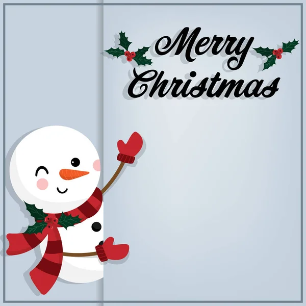 Fondo Vacaciones Navidad Muñeco Nieve Usar Bufanda Roja Con Ramas — Vector de stock