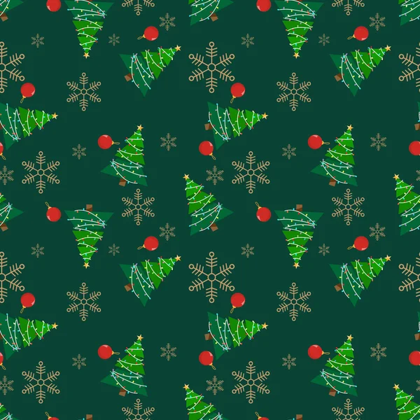 Elementos Navidad Patrón Sin Costuras Lindo Árbol Navidad Con Bola — Vector de stock
