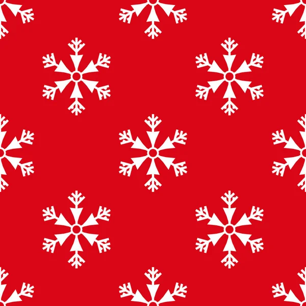 Weihnachten Elemente Nahtlose Muster Von Weißen Schneeflocken Auf Rotem Hintergrund — Stockvektor