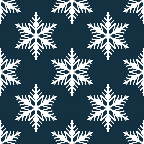 Christmas Elements Seamless Pattern White Snowflakes Blue Background Design Winter — Stock Vector