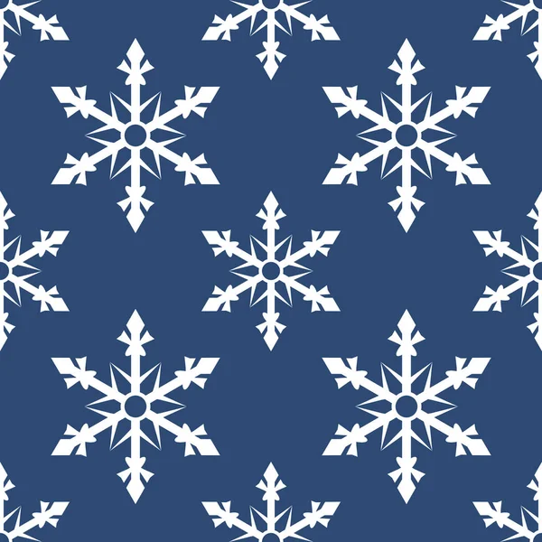 Elementos Natal Padrão Sem Costura Flocos Neve Brancos Fundo Azul —  Vetores de Stock