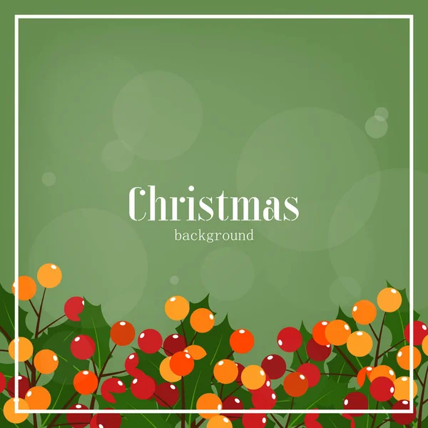 Noël Fond Saison Des Fêtes Branches Baies Houx Avec Cadre — Image vectorielle
