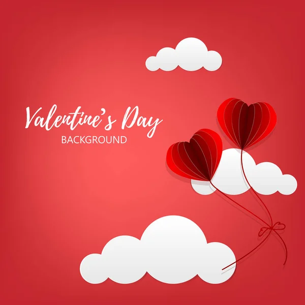 Fondo Del Día San Valentín Par Globos Forma Corazón Rojo — Vector de stock