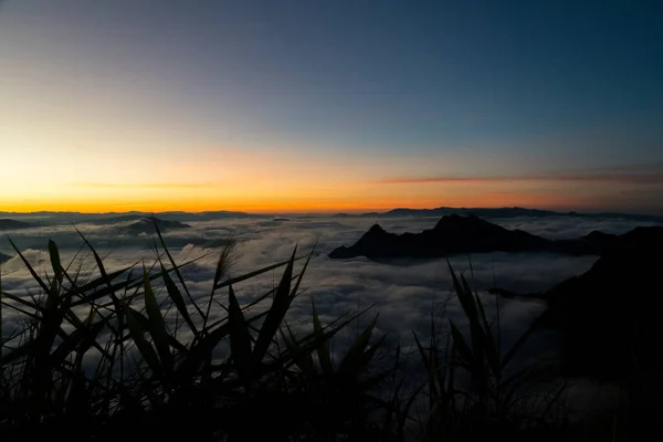 Схід Сонця Море Туману Вид Гори Національний Лісовий Парк Чан — стокове фото