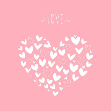 Sevgililer Günü kalp şekli küçük kalp vektör illüstrasyonundan yapılmıştır