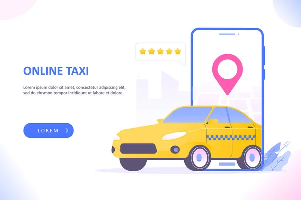 Online Taxi Rendelés Vagy Városi Közlekedési Alkalmazás Koncepció Hívjon Egy — Stock Vector