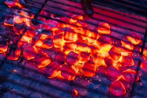 Preparazione Barbecue Con Carbone Massimo Calore Grill Installato Foto Stock Royalty Free