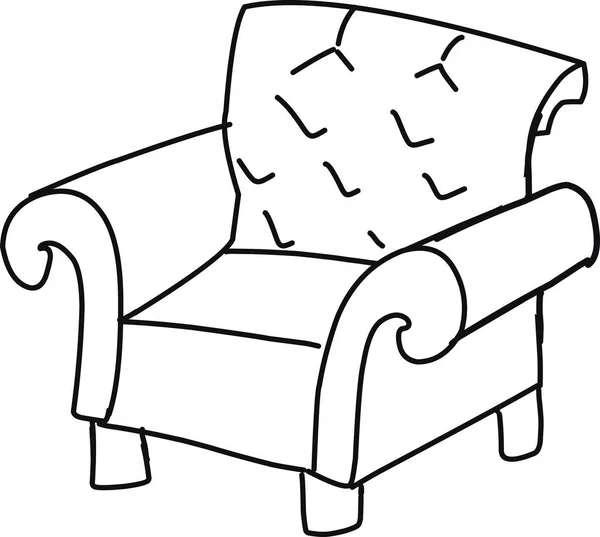 Sillón Solo Elemento Estilo Doodle Concepto Silla Oficina Ilustración Vectorial — Vector de stock