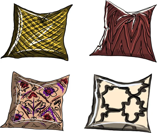 Muebles Aislados Almohadas Colores Para Sofá Puede Utilizar Como Iconos — Vector de stock
