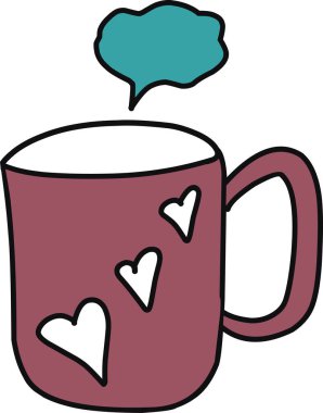 Tek el çizilmiş kahve, çikolata, kakao. Doodle vektör illüstrasyonu.