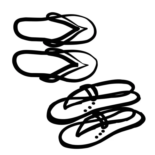 Тапочки Каракулі Літнього Набору Ручна Намальована Векторна Ілюстрація Вітальних Листівок — стоковий вектор