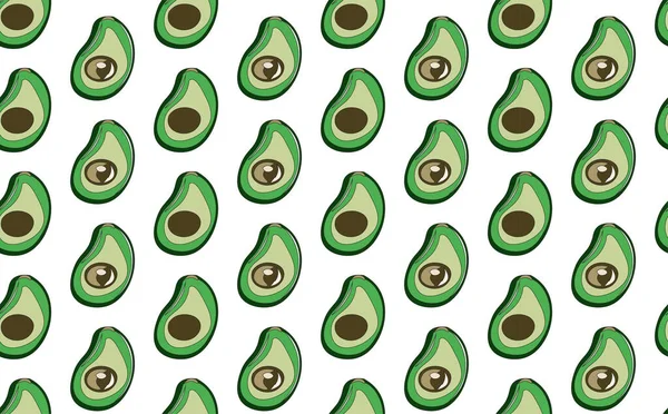 Strahlend Grüne Avocados Mit Und Ohne Knochen Nahtloses Muster Für — Stockvektor
