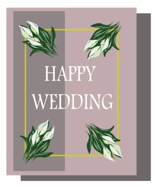  Yeşil yapraklar geometrik sınır. Düğün davetiyeleri ayarlandı. Çiçek tasarım kartı şablonu. Vektör illüstrasyonu. Tebrik kartı. Ayrı nesneler.