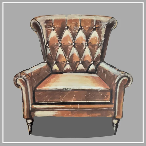 Klassischer Sessel Vektorisoliertes Bild Aquarellzeichnung Sie Können Die Größe Ändern — Stockvektor