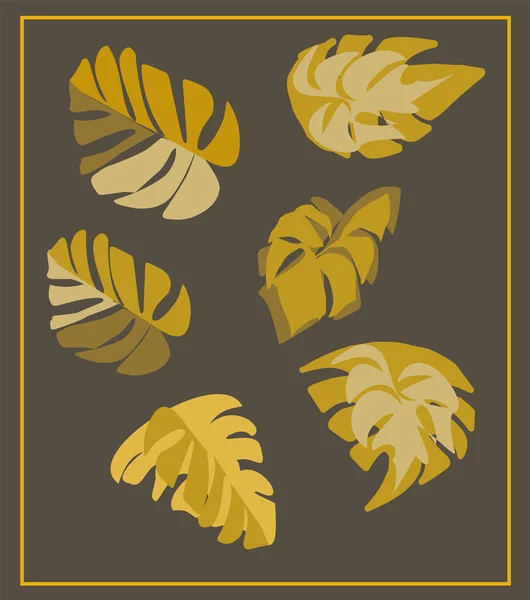 Набор Осенних Листьев Осень Сентябрь Октябре Ноябрь Желтые Листья Монстера — стоковый вектор