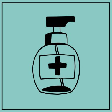 Doğrusal teknikte vektör simgeleri kümesi. Koruyucu önlemler, koronavirüs önleme, hijyenik sağlık hizmetleri, sosyal uzaklık kavramı. Ayrı resimler.