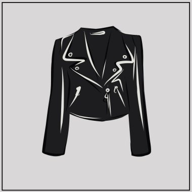 Eko-deriden yapılmış bir ceket. Vejetaryen. Sahte deri. Büyük boy. Moda. Temel gardırop minimalisti. Sonbahar giysileri. Hazır ol. İzole vektör nesnesi.