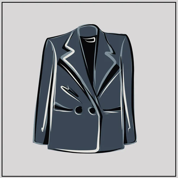 Blazer Gris Gran Tamaño Moda Armario Básico Minimalista Ropa Otoño — Archivo Imágenes Vectoriales