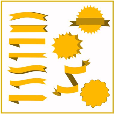  Yazıtlar için bir dizi kurdelenin elementleri. Yıldızlar. Kelimeler ve düşünceler için bulut. Eski model. Etiketler, çıkartmalar, afişler, afişler. Vektör illüstrasyonu.