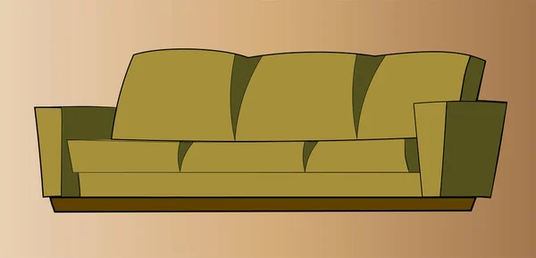家具セット 居心地の良いインテリア ワードローブ 引き出しの胸 赤と黄色のアームチェア 緑のアームチェア 緑のソファ 木製の家具 分離ベクトルオブジェクト スケール変更や再配置が可能です — ストックベクタ