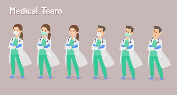 Hombres Mujeres Equipo Médico — Vector de stock