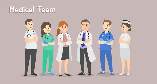 Hombres Mujeres Equipo Médico — Vector de stock