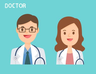 Çizgi film Erkeği ve Kadın Doktor Vektörü