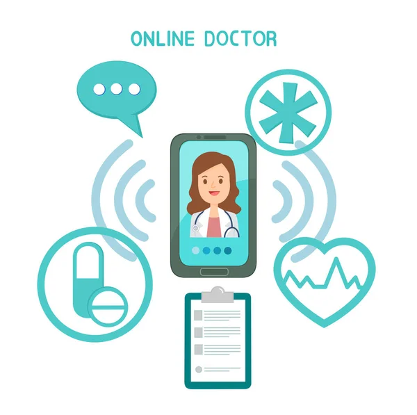 Çevrimiçi Doktor Tıbbi Tavsiye Vektörü