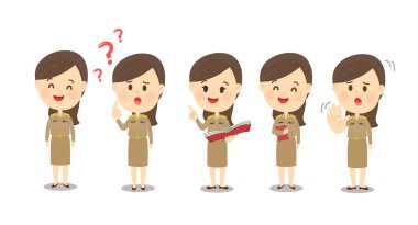 Tayland Dişi Öğretmen Vektörünü Ayarla      