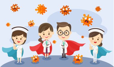 Çizgi film Süper Doktor ve Hemşire Vektörü