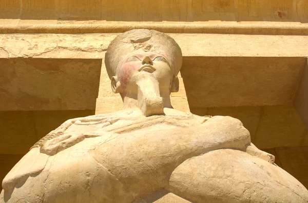Detalle Escultura Fachada Columnata Norte Terraza Superior Hatshepsut Mortuary Temple — Foto de Stock