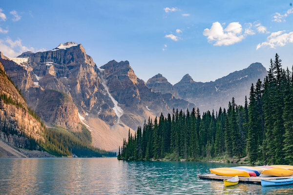 Lake  Moraine, Valley of the Ten Peaks, near Lake Louise, Banff National Park, Canadian Rockies, Alberta, Canada
