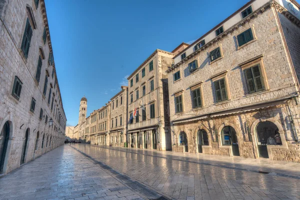 Stradun Aka Placa Stradone Corso Main Street Dubrovnik Croatia Limestone — Stock Photo, Image