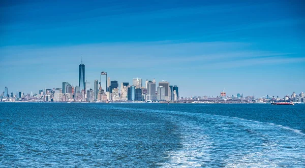 Utsikt Över Manhattans Sydspets Från Staten Island Ferry New York — Stockfoto