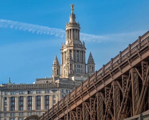 Pemandangan Balai Kota New York Dari Dasar Jembatan Brooklyn Sisi — Stok Foto