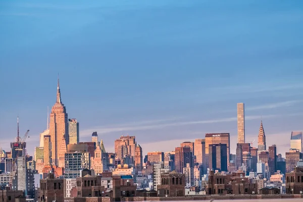 Pemandangan Langit Tengah Kota Dari Jembatan Brooklyn New York City — Stok Foto