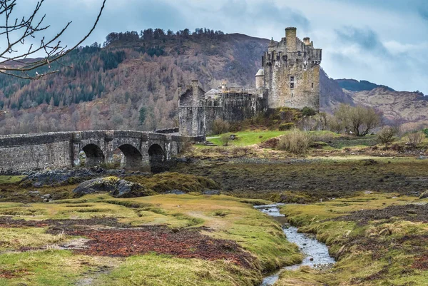 Eilean Donan Mała Wyspa Pływowa Obrębie Kintail National Scenic Area — Zdjęcie stockowe