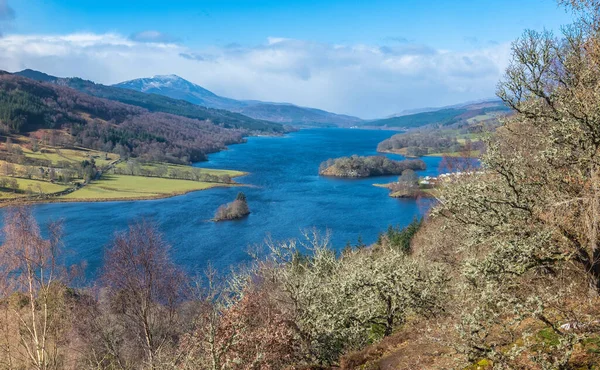 Queen View Loch Tummel Északi Partjáról Loch Teimhil Egy Hosszú — Stock Fotó