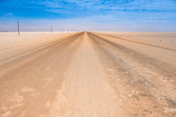 Подорожуючи Через Пустелю Наміб Західній Намібії Нескінченний Прямий Пісок Гравій — стокове фото