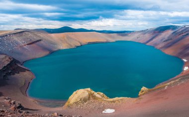 Ljotipollur (Ugly Puddle), a crater lake in the south highlands, situated in the southernmost crater in the Veidivotn fissure system in the Fjallabak Nature Reserve  at the edge of the Laugahraun lava field in the Highlands of Iceland.  clipart