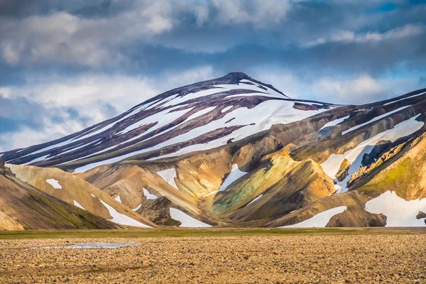 Ohromující Krajina Landmannalaugar Přírodní Rezervaci Fjallabak Okraji Laugahraun Lávové Pole — Stock fotografie
