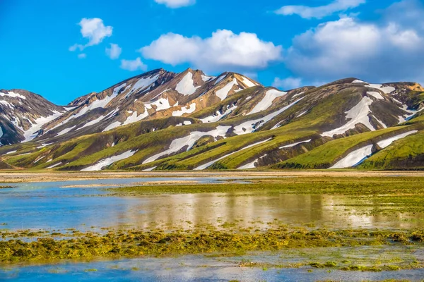 Landmannalaugars Fantastiska Landskap Naturreservatet Fjallabak Vid Kanten Laugahraun Lavafältet Islands — Stockfoto