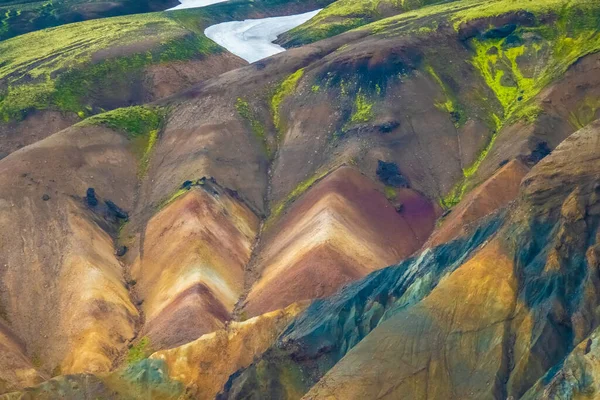 Сюрреалистичные Пейзажи Ландманналогара Вдоль Тропы Лаугавегур Высокогорья Исландии — стоковое фото