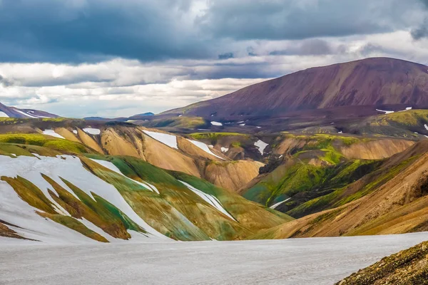 Dramaticky Krásná Surrealistická Krajina Landmannalaugar Okraji Laugahraun Lávového Pole Přírodní — Stock fotografie