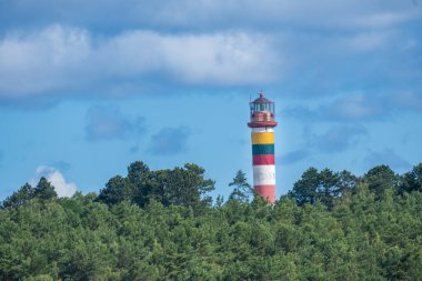 Deniz feneri, Nida, Neringa, Litvanya, Curonian Spit Ulusal Parkı 'nda Curonian Lagoon ve Baltık Denizi arasında, Rusya sınırına yakın (Kalininingrad exclave).