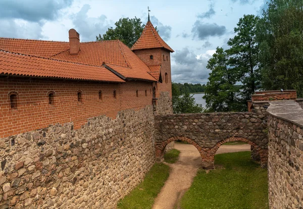 Trakai Island Castle Trakai Litauen Sjön Galve Byggd 14Th Det Royaltyfria Stockfoton