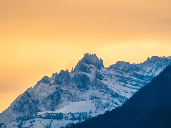 Coucher Soleil Sur Massif Alpstein Surplombant Région Entre Lac Zurich — Photo